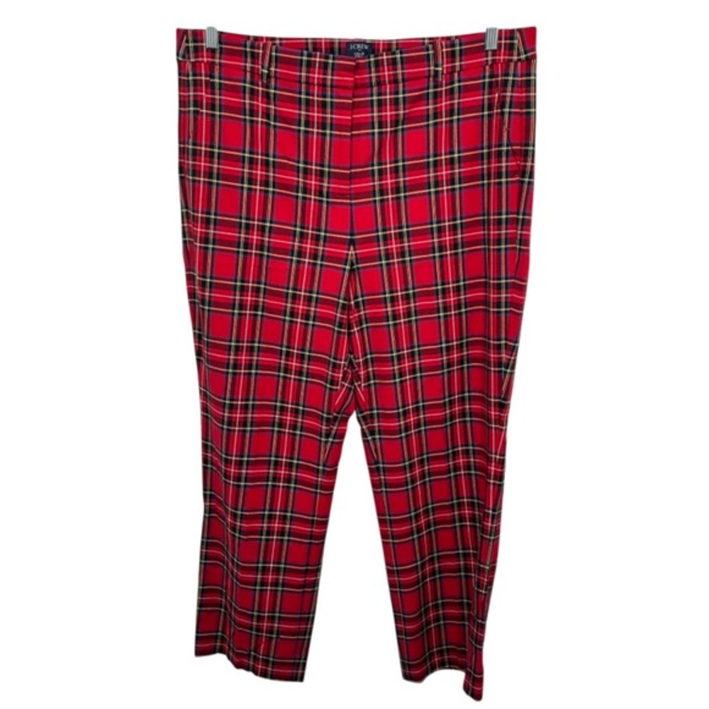 J. Crew Kallie Pant Women Size 16 Red Plaid Straight Leg Preppy Chic NWT